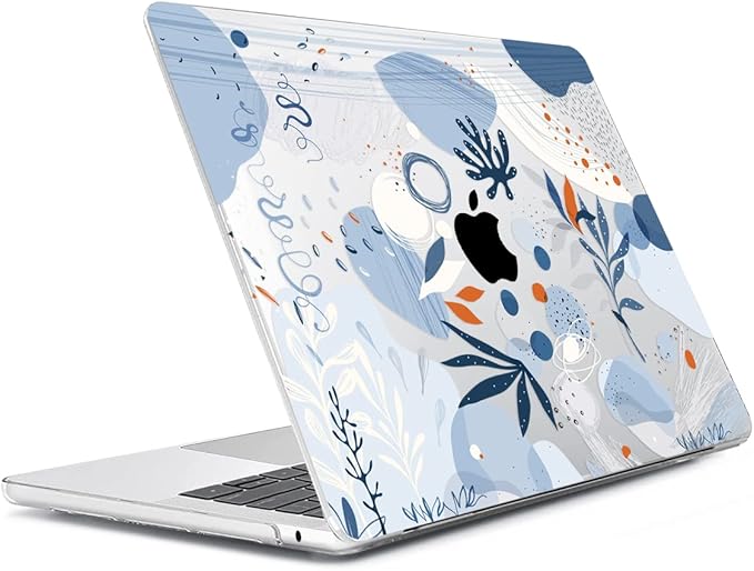 HOHAIYOO Compatible with 2026 2025-2022 MacBook Air 13.6 inch Case A3449 M5 A3240 M4 A3113 M3 A2681 M2 with Touch ID, Plastic Hard Shell Case&Keyboard Film&Screen Protector&Webcam Cover, Blue Graffiti