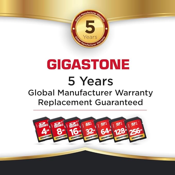 GIGASTONE 64GB SD Card 5-Pack UHS-I U1 Class 10 SDXC Memory Card High Speed Full HD Video Olympus Digital Camera, with 5 Mini Cases
