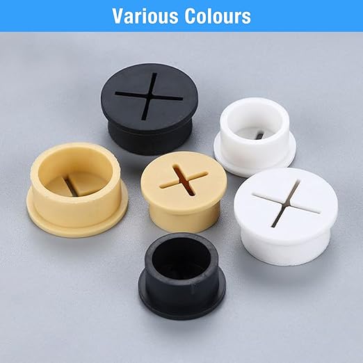 BOPOREAE Desk Grommet, 1 in 25 mm Silicone Rubber Grommets, Yellow Desk Hole Cover for Cables, Flexible Wall Cord Pass Through Grommet for Office Table Computer Home Furniture Wire Organizer-8 Pcs