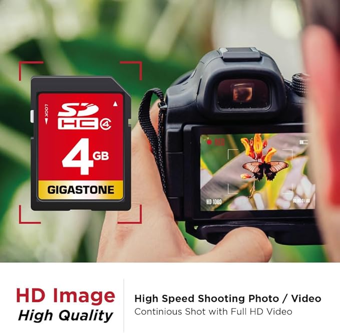 GIGASTONE 4GB SD Card 5 Pack SDHC UHS-I Class 4 Memory Card for Photo Video Music Voice File DSLR Camera DSC Camcorder Recorder Playback PC Mac POS 5pcs in Pack (Pack of 5), with 5 mini Cases