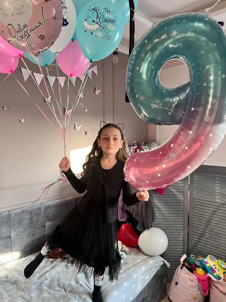 Starry Sky | 40-Inch Number 8 Balloon - Perfect Decorations for Girls' 8th Birthday Party