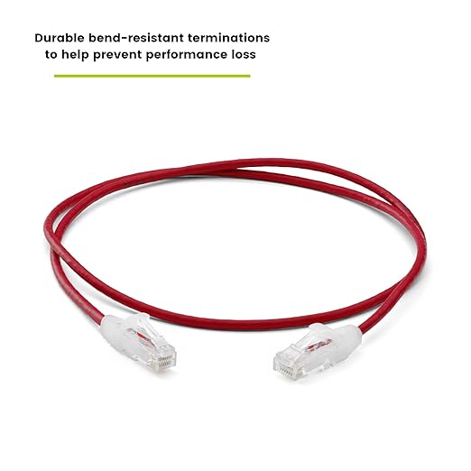 TRUECABLE Cat6 Component Rated Patch Cable, Unshielded (U/UTP), 2ft, Red, 28AWG Stranded Pure Copper, Snagless 10G High-Speed Ethernet Cable, PoE++ 4PPoE 100W, UL Listed, RoHS-3, 1 Pack