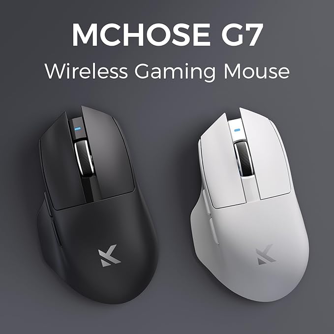 MCHOSE G7 Lightweight Ergonomic Wireless Mouse, PAW3311 12K DPI Sensor, Tri-Mode Connection, Wireless/Wired 1K Polling, 55g Weight, 800mAh Bettery (Black)