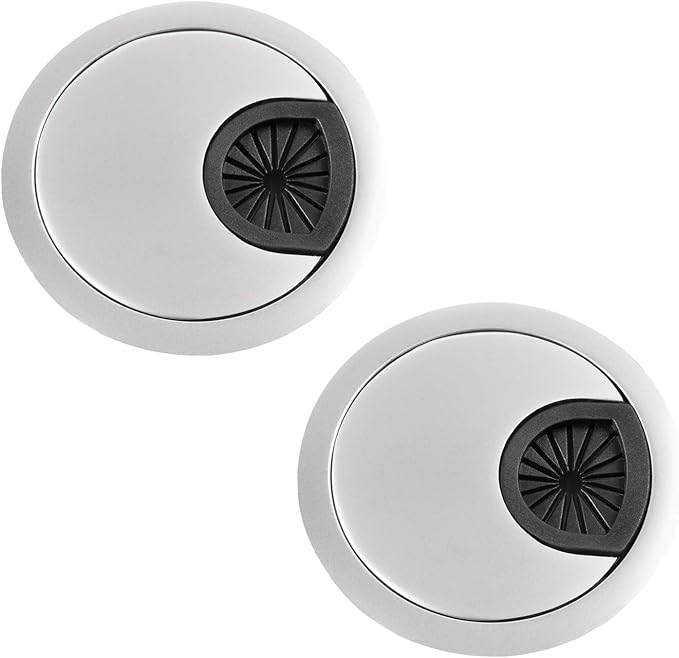 aoozleny Desk Grommet for Wire Organizer,PC Computer Desk Plastic Grommet Cord, Tidy Cable Hole Cover Organizers,2 Pack (53mm, Silver)