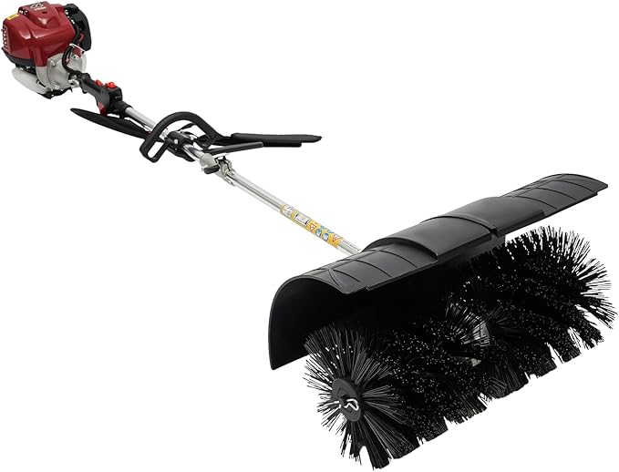 31CC 4-Stroke Gas Power Handheld Sweeper Broom,1.4HP Outdoor Artificial Lawn Grass Brush Yard Sweeper,20.47in Side-Hanging Walk Behind Sweeper Grass Cleaner Tools for Boulevards,Driveways,Sidewalks