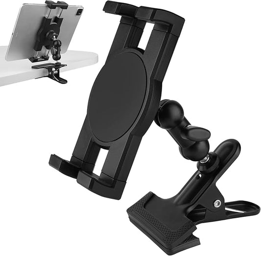 Mippko Clip Clamp Tablet Holder for Desk/Table/Glass Door/Desktop Baffle/Easel,Compatible with 7~12.9 inch iPad/Nexus/LG G Pads/Fire HD,360°Adjustment Aluminium Alloy Arm Metal Mount