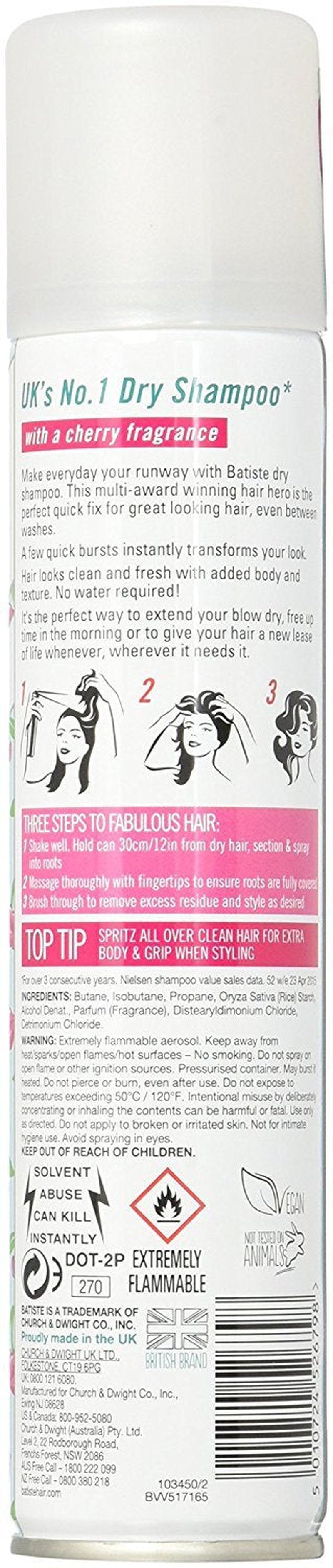 Batiste Dry Shampoo, Cherry 6.73 oz (Pack of 4)