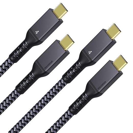 Maxonar [2 Pack 6.6Ft] Thunderbolt 4 Cable, 240W Long Thunderbolt Cable 40Gbps Data Sync and 8K Display for Thunderbolt 4, USB 4,USB C