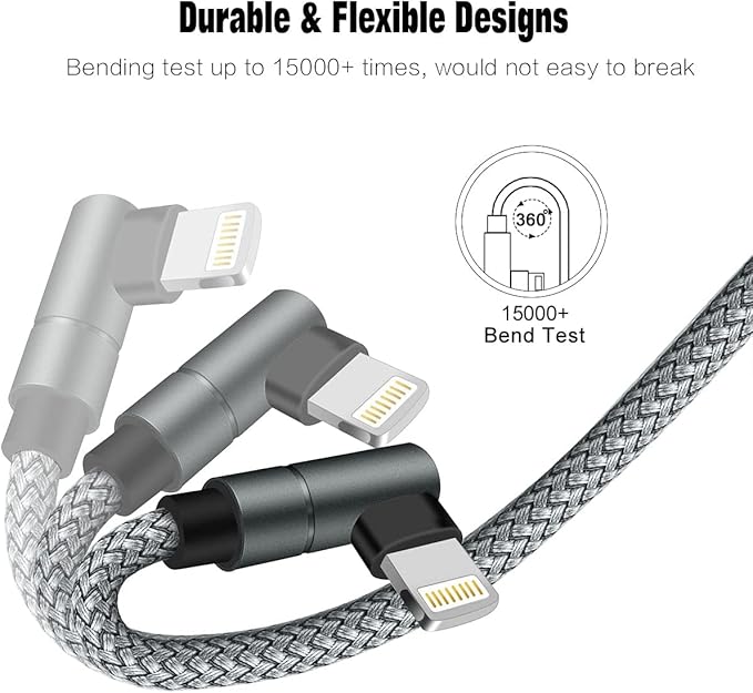 Wangmai USB C to Lightning Cable 10FT MFi Certified 90 Degree iPhone Fast Charger Nylon Braided Extra Long Charging Cord Compatible with iPhone 14/13/13 Pro Max/13 Mini/12/11/XS/XR/8/iPad 8th
