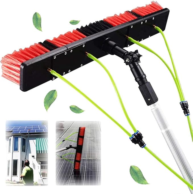 Photovoltaic Panel Cleaning, 3-12M Water Fed Telesbrush, Window Clean, Extendable Cleaner Conservatory Roof Cleaning Tools Pole/5M Rod/30Cm Brush Head