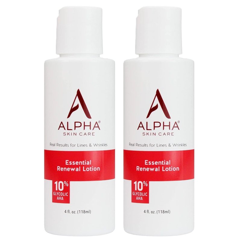 Alpha Skin Care Essential Renewal Lotion - 10% Glycolic AHA Anti-Aging Formula for Smoother Skin | 4 Oz, Pack of 2