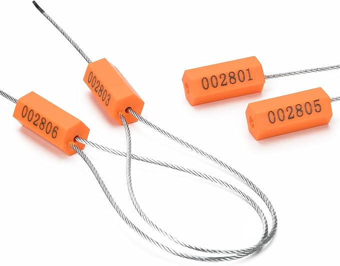 Leadseals 50PCS Steel Cable Seals Metal Security Seal Numbered Metal Truck Trailer Seals Security Tags Tamper Evident Tags Container Seals Pull Tight Steel Wire Seals