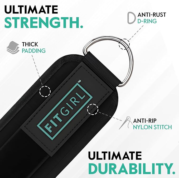 FITGIRL - Ankle Strap (Single) for Cable Machines and Resistance Bands, Work Out Cuff Attachment for Home & Gym, Glute Workouts - Kickbacks, Leg Extensions, Hip Abductors, Women Only (Cocoa Brown)