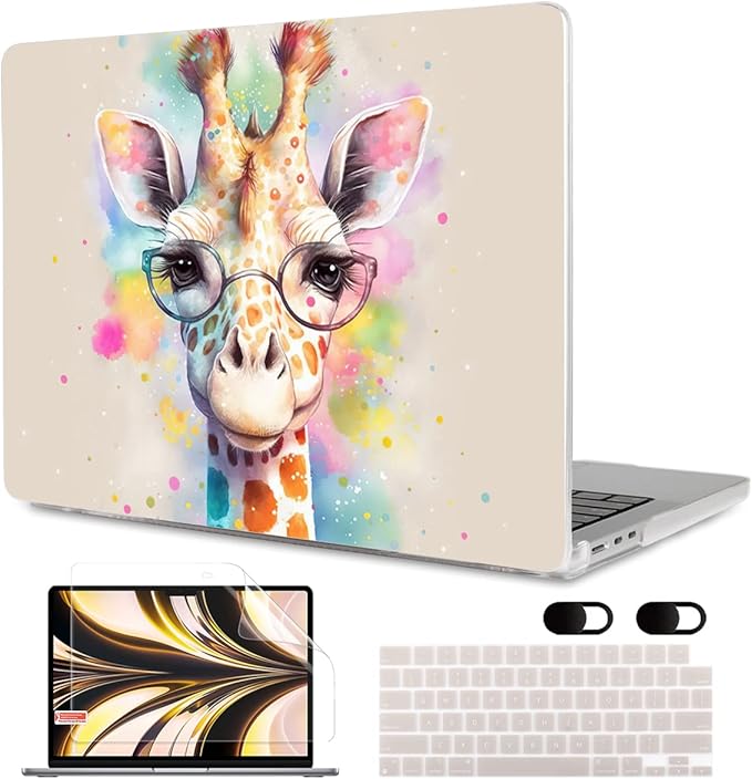 MEEgoodo Case for M5/M4/M3/M2 MacBook Air 13 inch Case 2026 2025 2024 2022, Fit Model A3449/A3240/A3113/A2681, Laptop Hard Shell Compatible with MacBook Air 13.6-inch, Giraffe