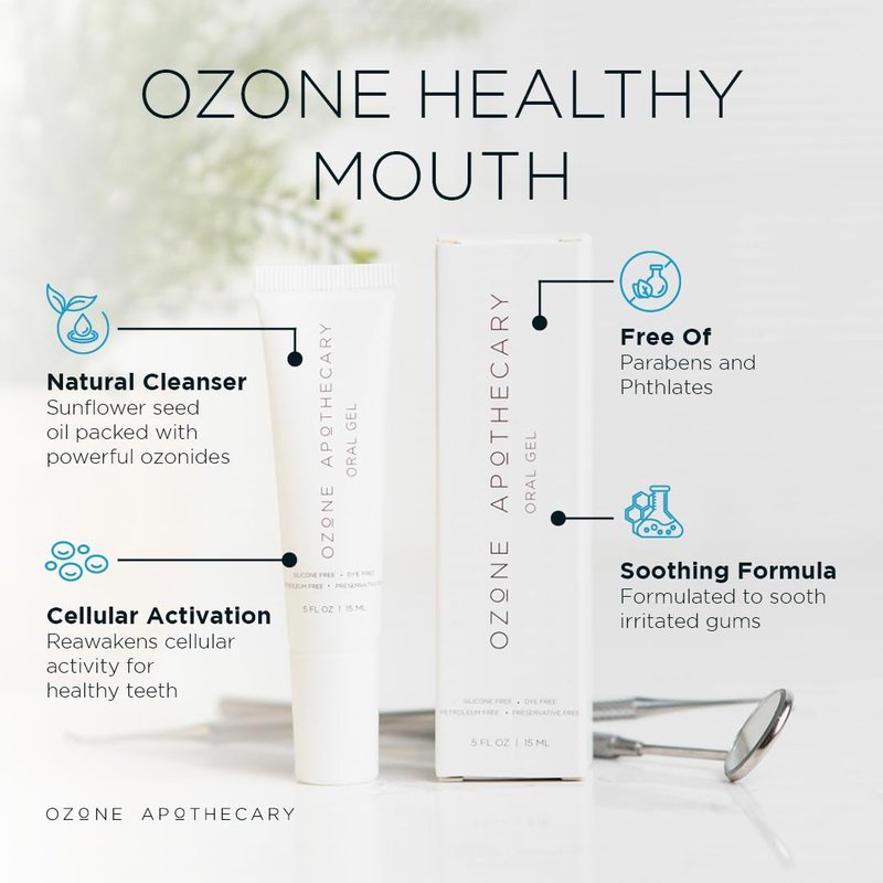 Ozone Apothecary Oral Gel Ozone Oil Infused Gel Dental Care Antibiotic-Free Multipurpose for Promoting Healthy Mouth