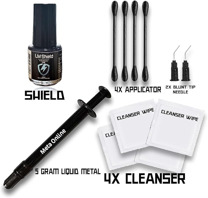 PolarTronix Liquid Metal Thermal Paste(5 Gram) - Multiple Applications + Liquid Metal Shield (5ml) Bundle - for PS5, PC, CPU, GPU, Laptop Eco Pack and 5 ML Shield