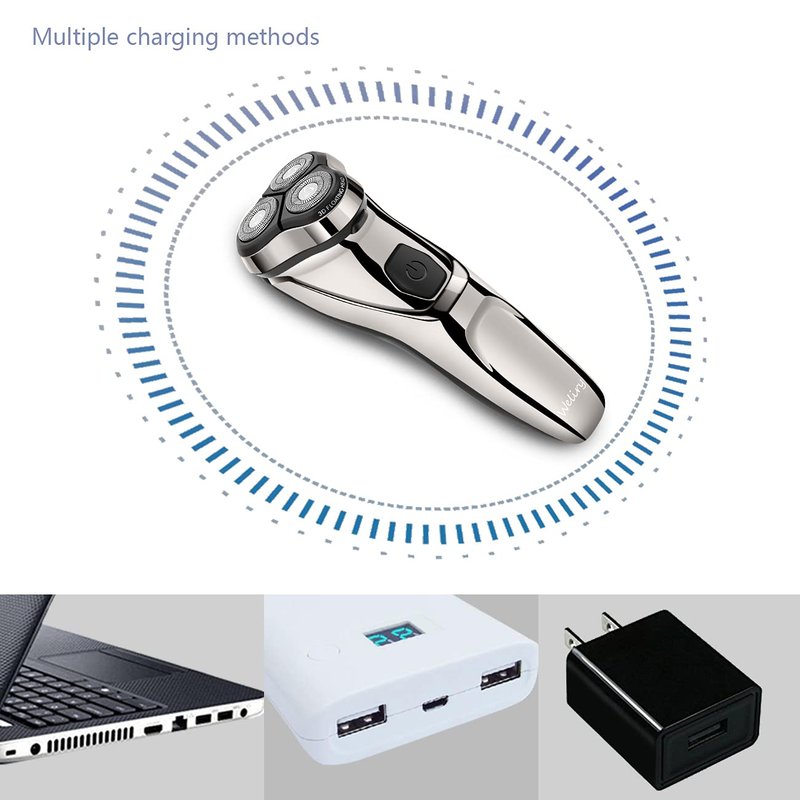 WELIRY Electric Razor for Men Shaver Mens for Shaving with Pop-up Trimmer Electric Rotary Shavers for Men Wet & Dry Cordless Waterproof USB Rechargeable