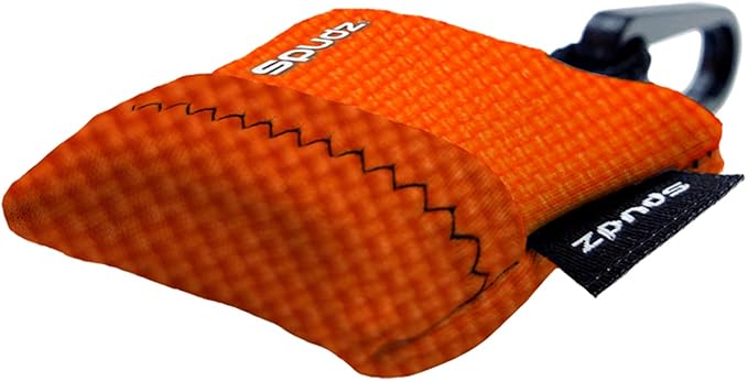 SPUDZ Ultra Microfiber Lens Cleaner with Closeable Bottom – Clip-On Pouch, Washable – for Binoculars, Scopes, Glasses, Screens | Ultra Blaze Orange, 10 x 10 Inch