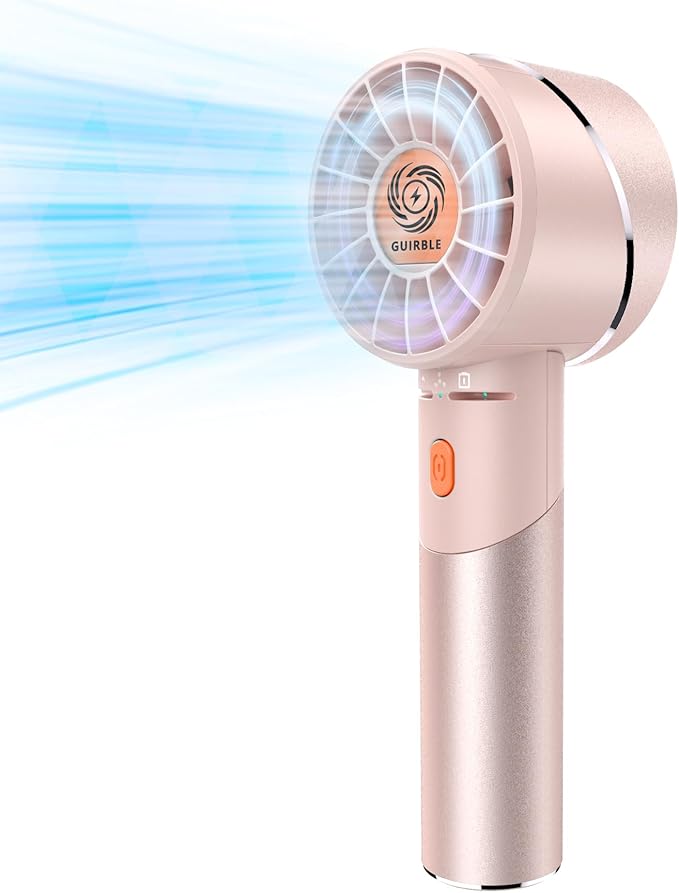 Guirble Handheld Fan,Portable Turbo Fan,Powerful Personal Fan(7000rpm High-Speed Motor,Battery Work 3-16 H),USB Rechargeable Mini Handheld Fan for Travel/Outdoor/Gift/Makeup (Rose Pink)
