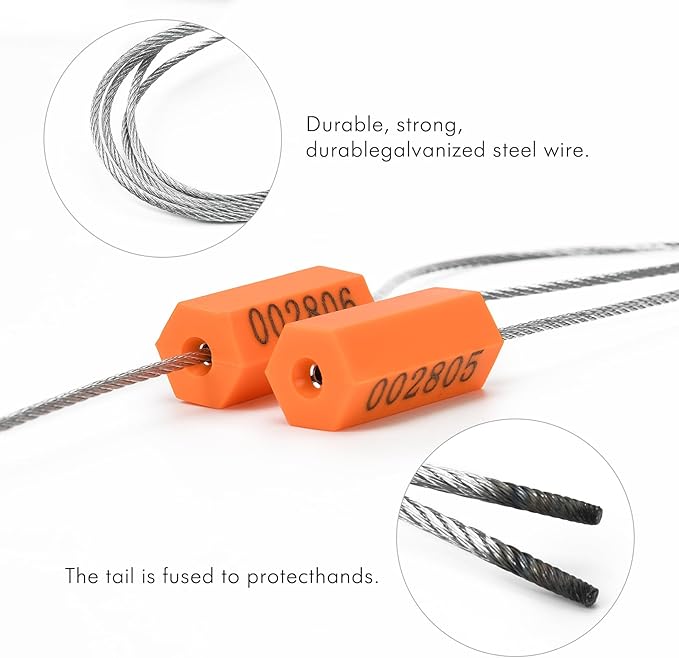 Leadseals 1000PCS Steel Cable Seals Metal Security Seal Numbered Metal Truck Trailer Seals Security Tags Tamper Evident Tags Container Seals Pull Tight Steel Wire Seals
