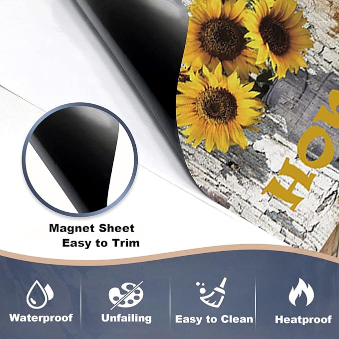 Farmhouse Vintage Dishwasher Magnet Cover Decorative,Painting Sunflower Dishwasher Cover For The Front,Dishwasher Magnetic Sticker Fridge Decal Refrigetor Magnets Appliance Cover 23"x26"