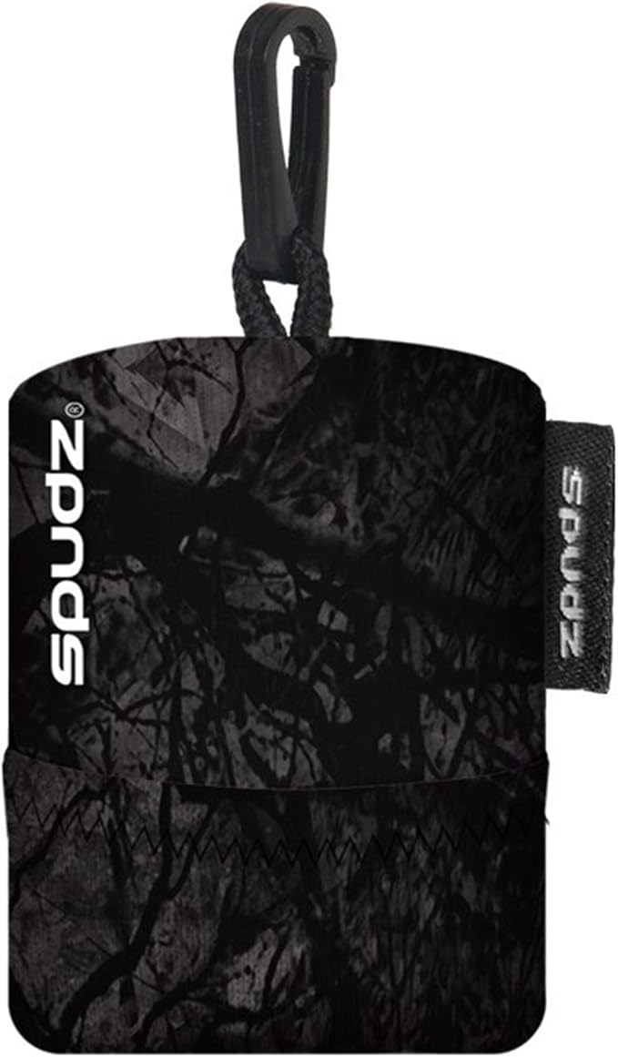 SPUDZ Ultra Microfiber Lens Cleaner with Closeable Bottom – Clip-On Pouch, Washable – for Binoculars, Scopes, Glasses, Screens | Ultra Stealth Shadow, 10 x 10 Inch