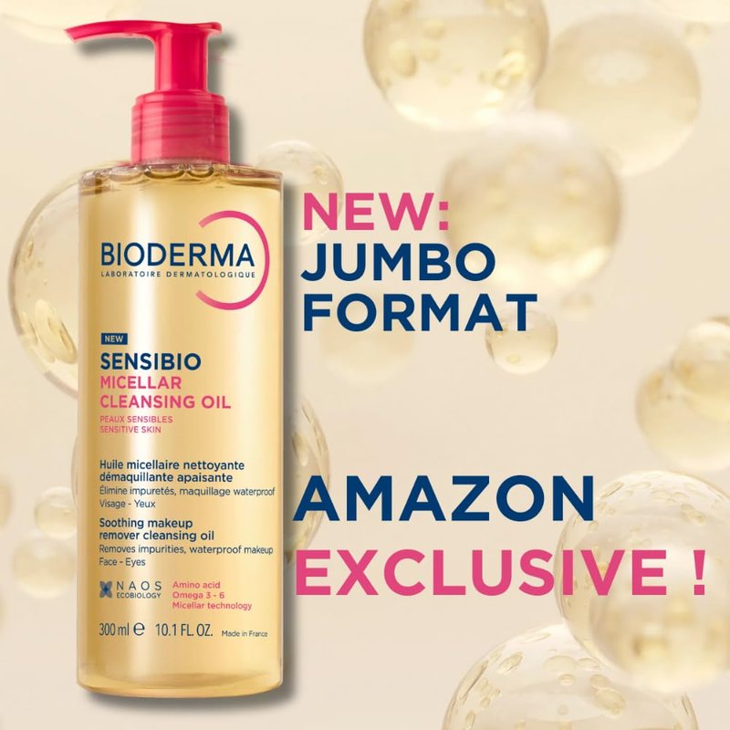Bioderma Sensibio Micellar Cleansing Oil, 1st Ecobiological Micellar Formula Gentle Face Cleanser That Deeply Cleanses, Removes makeup, Soothes & Nourishes Skin with Oil-to-Milk Texture,Fragrance-Free