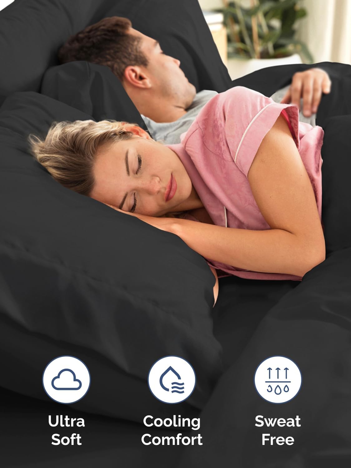 Skiennix Extra Deep Twin XL Sheet Set | 4-Piece Breathable Cooling Bedding - Soft, Wrinkle-Free, Black