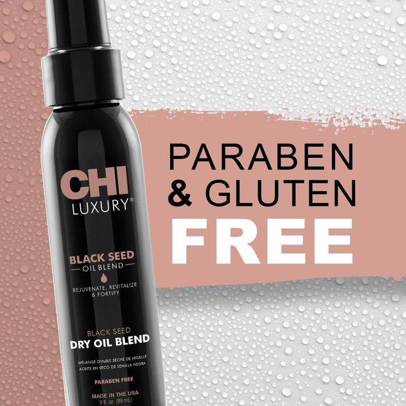 CHI Luxury Black Seed Oil Blend Dry Oil, Revitalizing & Nourishing Hair Oil, Creates Smooth & Shiny Hair, Sulfate, Paraben, & Cruelty-Free, 3 Oz