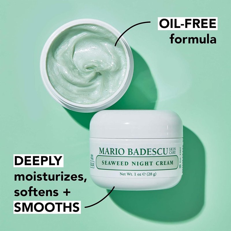 Mario Badescu Seaweed Night Cream - Anti-Aging Oil-Free Moisturizer with Collagen & Sodium Hyaluronate | Ideal for Combination Skin