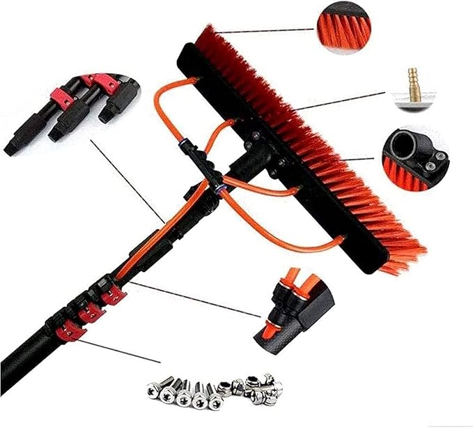 Photovoltaic Panel Cleaning 3.6-11M Water Fed Telescopic Brush Window Clean Extendable Cleaner Conservatory Roof Cleaning Tools Photovoltaic and Solar Panels Cleaner Kit,24ft/7.2m