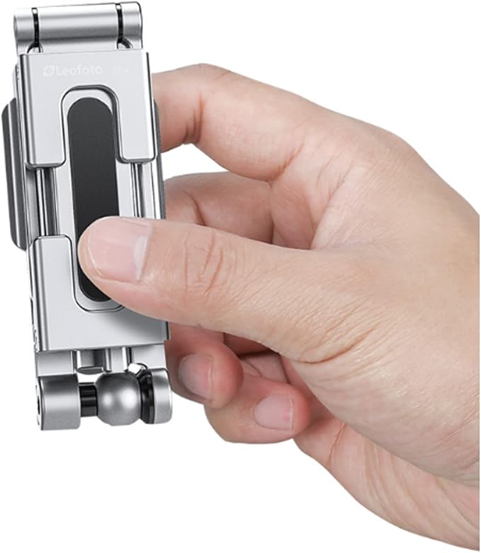 LEOFOTO PS-4 Silver Ultra Compact & Lightweight Smartphone Clamp/Holder/Video/Selfie Stand/Easel Arca/RRS Compatible