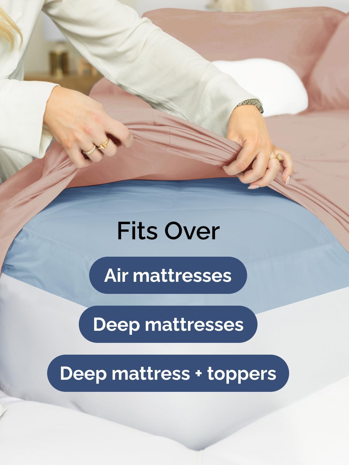 Skiennix Extra Deep Cal King Sheet Set - 6 Piece Cooling & Breathable Bedding - Soft, Wrinkle-Free Mauve