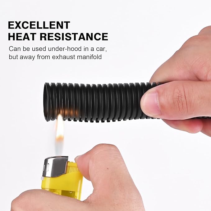 CrocSee 25ft - 3/4 inch Flame Retardant Split Wire Loom Tubing with Installation Tool - Flexible Wire Covers Cord Protectors - Black