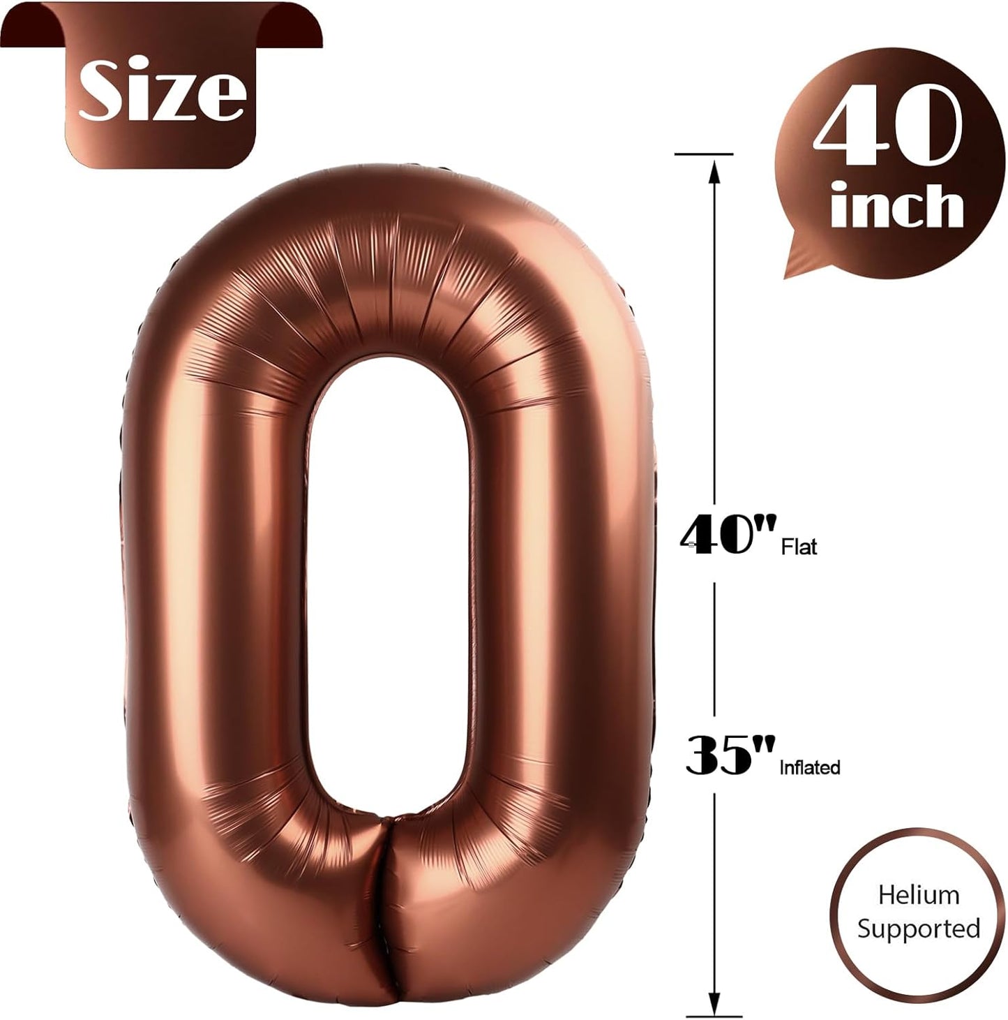 Number Balloons 40 Inch - Dark Brown 0 Balloon | Perfect for Birthday Party Decorations