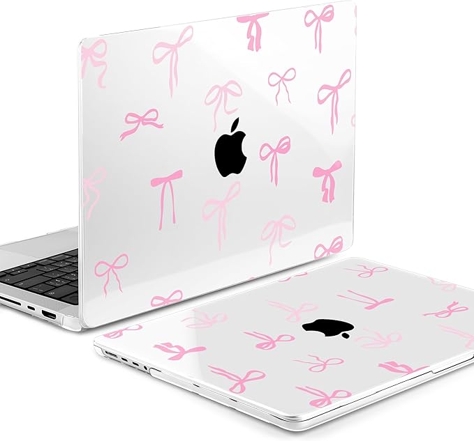 DONGKE Compatible with MacBook Pro 16 Inch Case (2026-2021 Release, M5 M4 M3 M2 M1 Pro/Max Chip), Plastic Hard Shell Cover with Keyboard Cover & Screen Protector for MacBook Pro 16", Pink Bows