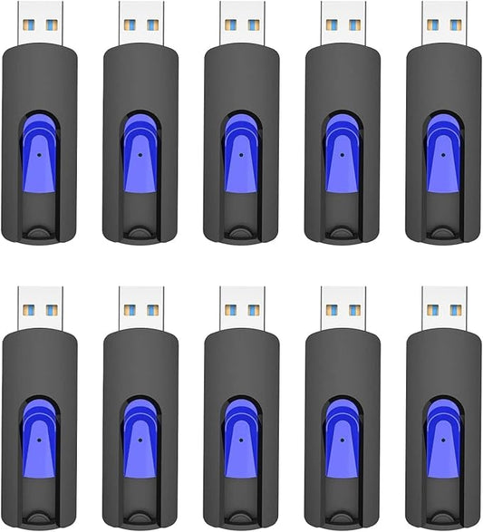 16GB Flash Drive 10 Pack, JUANWE USB 3.0 Flash Drives, Bulk Flash Drive 16 GB Thumb Drive Mutipacks, USB Drive 3.0 Retractable Memoria USB Jump Drive for Data Storage & Backup, Blue