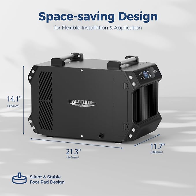 ALORAIR Galaxy 60 Crawl Space Dehumidifier 145 PPD, Commercial Basement Dehumidifier with Drain Hose, Auto Defrost, Compact Portable Dehumidifier for Crawlspaces and Basements, Up to 1,800 Sq. Ft.