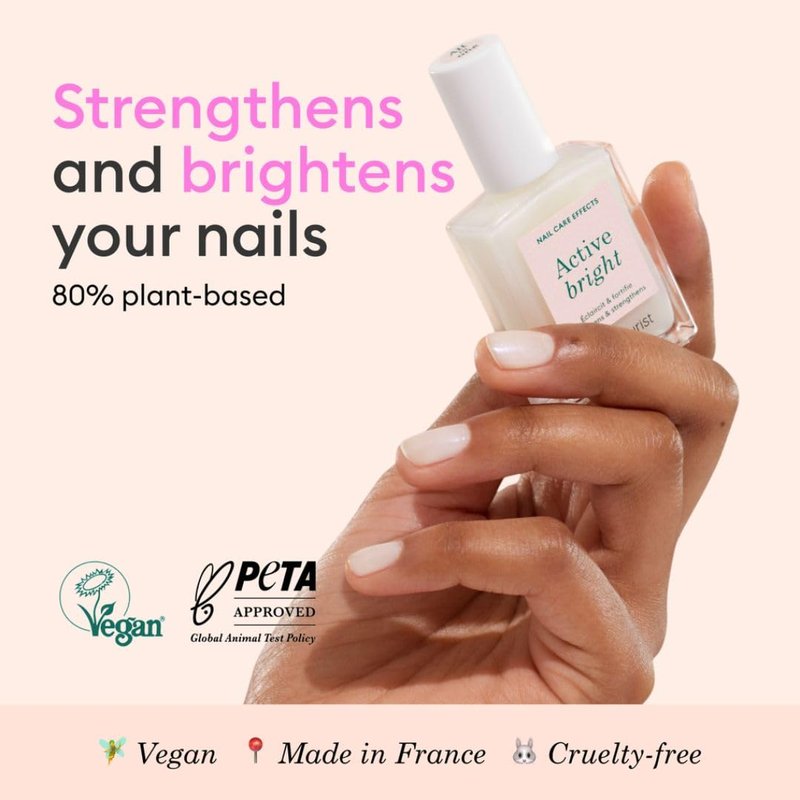 Manucurist Active Bright All in One Nail Perfector: Brightening Care Nail Polish - No Lamp - Vegan & Made in France - White Nail Polish - Nail Strengthener - Gifts for Women