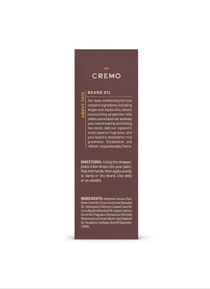 Cremo Beard Oil - Revitalizing Casked Vanilla, 1 Fl Oz | Moisturizes & Softens Beard, Relieves Itch