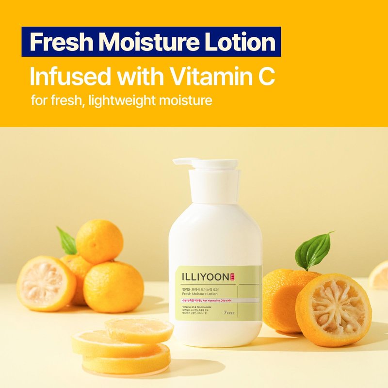 Illiyoon Fresh Moisture Lotion | High Moisturizing Effect For Damaged and Rough Skin, Fast absorbing, 24hr lasting hydration, Vitamin C, Korean Skincare, 11.83 fl.oz.