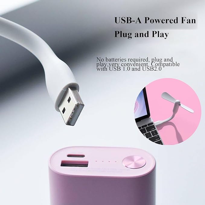 Soseelnee Mini USB Fan, Portable Pocket Fan USB-A Powered Little Cooler, Quiet Operation, for Home Office Car Outdoor Travel- 4 Pack (White)