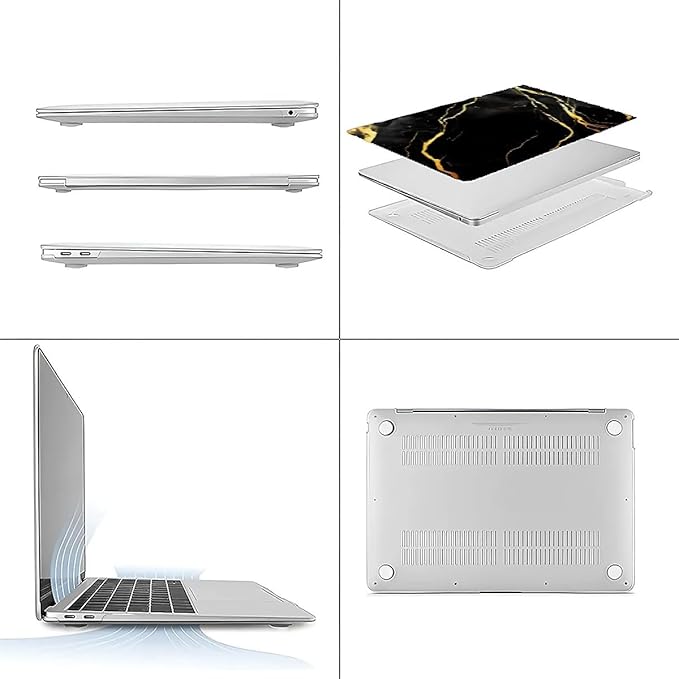 COTAIL Compatible with MacBook Air 13.3 13.6 Inch Case 2022 2021 2020 2019 Plastic Hard Shell Case Cover,13.3 Pro(A1706/A1708/A1989/A2159/A2289/A2338), Black Marble