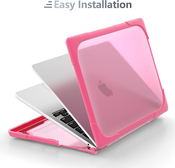 Batianda FlexStand Heavy Duty Case for MacBook Air 13.6 inch, Matte Pink