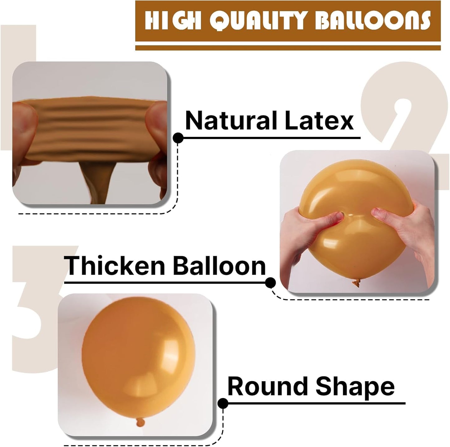 PartyWoo Light Brown Balloons - 100 Pcs Latex Balloon Arch Kit | Various Sizes for Birthday & Wedding Decor