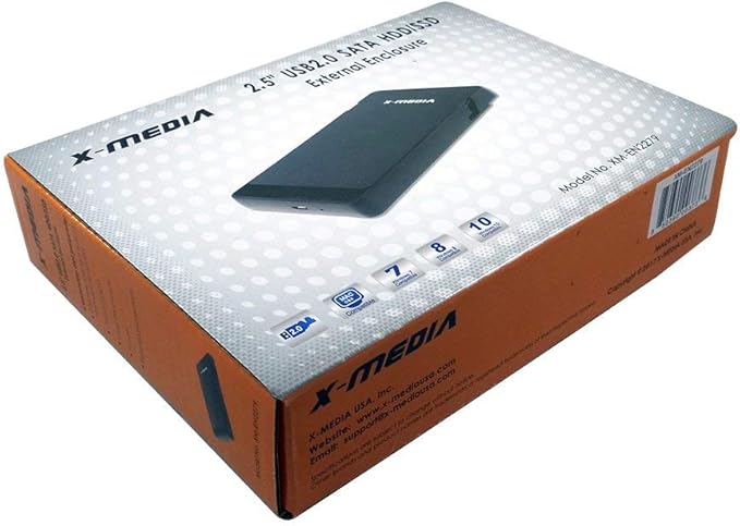 X-MEDIA XM-EN2279 2.5-Inch Tool-Free USB 2.0 SATA Hard Disk Drive HDD External Enclosure Case for 7mm / 9.5mm 2.5-Inch SATA HDD and SSD