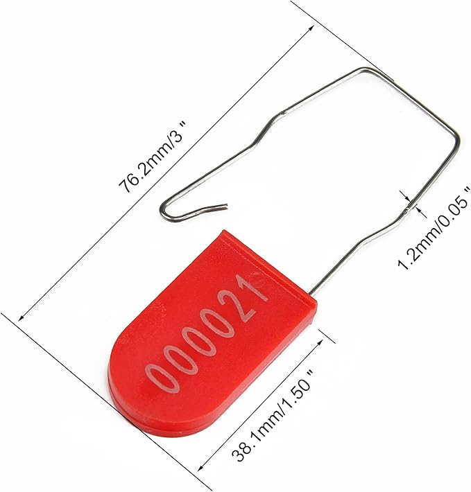 LeadSeals 1000PCS Plastic Padlock Security Seals Metal Wire Padlocks Electric Meter Seal Disposable Anti-Tamper Lock Numbered Anti Tamper Tag Hasps Red