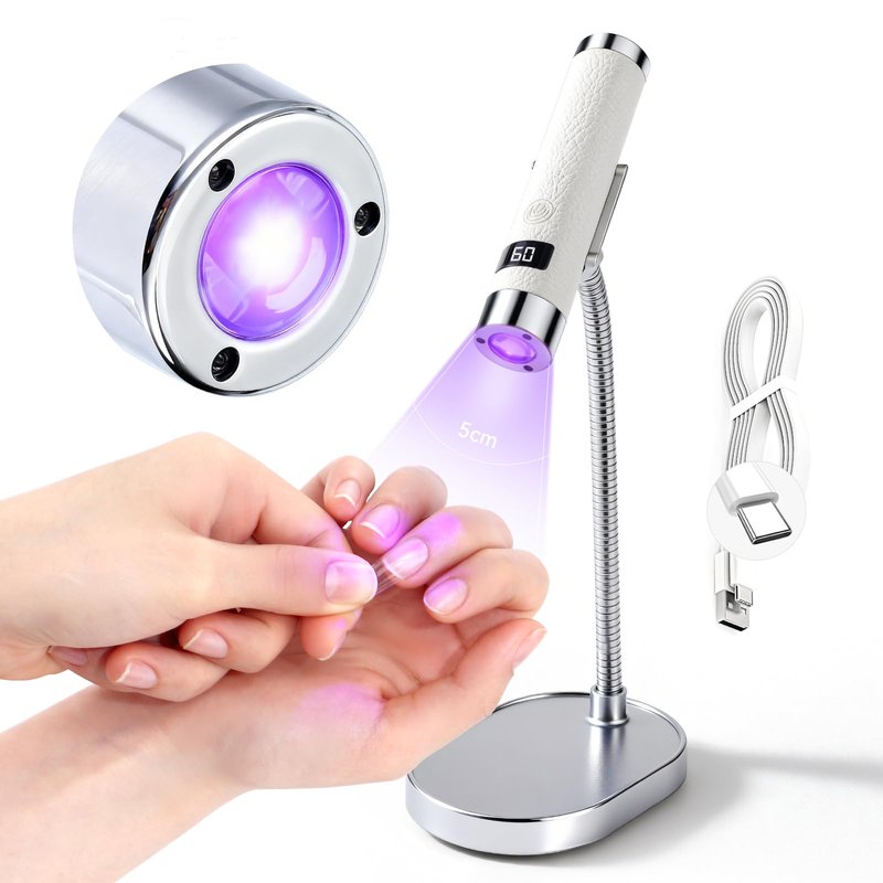 SAVILAND UV Light for Gel Nails with Magnetic Stand, 10s Flash Cure Cordless UV LED Nail Lamp, Rechargeable Handheld Mini Nail Light, Portable Gel Nail Dryer with Timer for Home DIY Salon