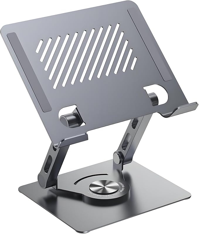 GuaziV 360° Rotating Tablet Stand - Adjustable iPad Tablet Holder for Desk, Foldable iPad Swivel Stand for Home & Office (Slate Gray)