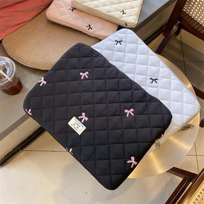 Attria Cute Bow Graphic Carrying Laptop Bag Y2K Preppy Laptop Sleeve Case Bag Kawaii Pad Computer Protect Case Pouch (11 inch,Black)
